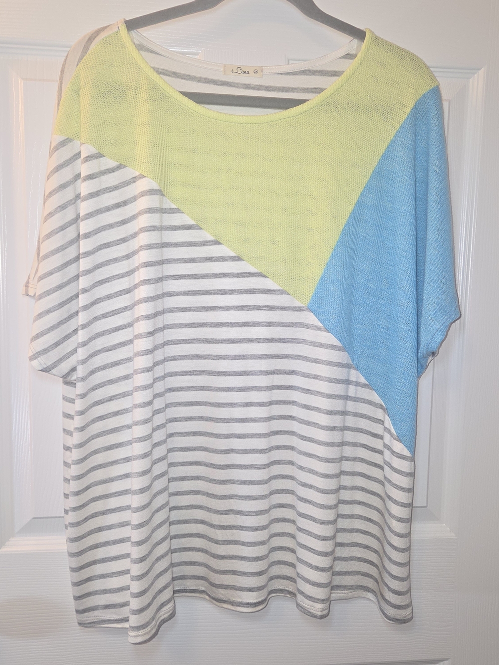 Luca Colorblock Striped Short Sleeve Tee - Yellow & Blue Size 2X